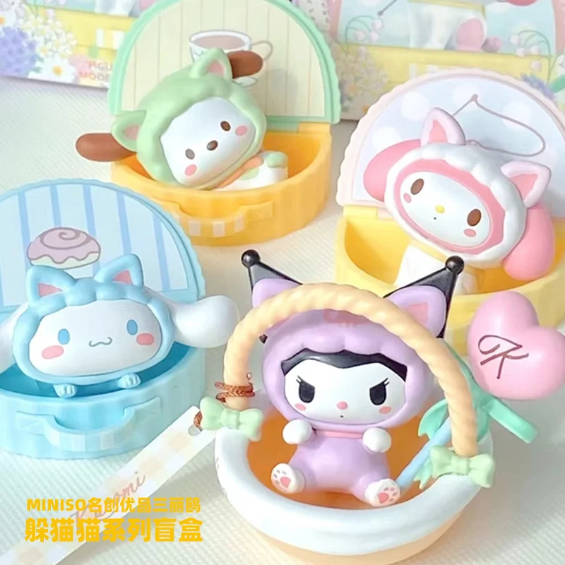 

Sanrio Anime Cute Toys Hide and Seek Decorative Doll Cinnamoroll Mymelody Kuromi Pochacco Ornaments for Children Birthday Gifts