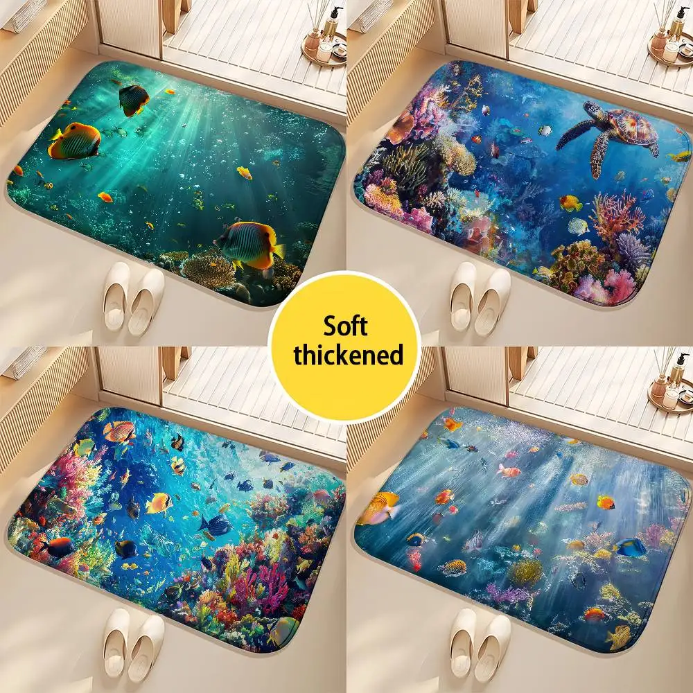 

Морской мир Рыбы Напольный коврик Большие ковры с принтом Ковры для гостиной и спальни Нескользящие дверные коврики для ванной комнаты Маленькие ковры