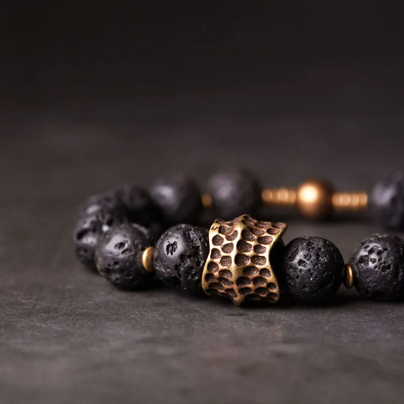 سوار من حجر الحمم البركانية المصنوع يدويًا من حجر الحمم البركانية، هدية عيد ميلاد كبيرة أصلية من Street Marvel Dark Strand له