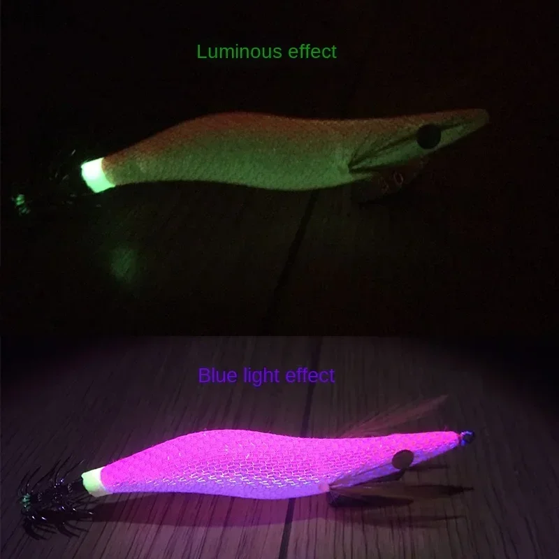 Fishing Lures Luminous Wood Shrimp Octopus Cuttlefish Squid Bait Jig Night Fishing Blow Barrel Squid Hook Ocean Boat Fishing