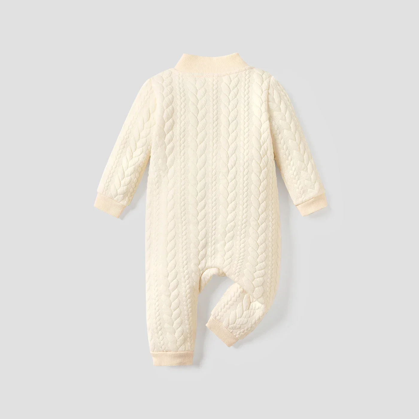 PatPat Baby Girl/Boy Bear Embroidered Knitted Jumpsuit Soft and Comfortable  Perfect for Outings and Daily Wear Basic Style