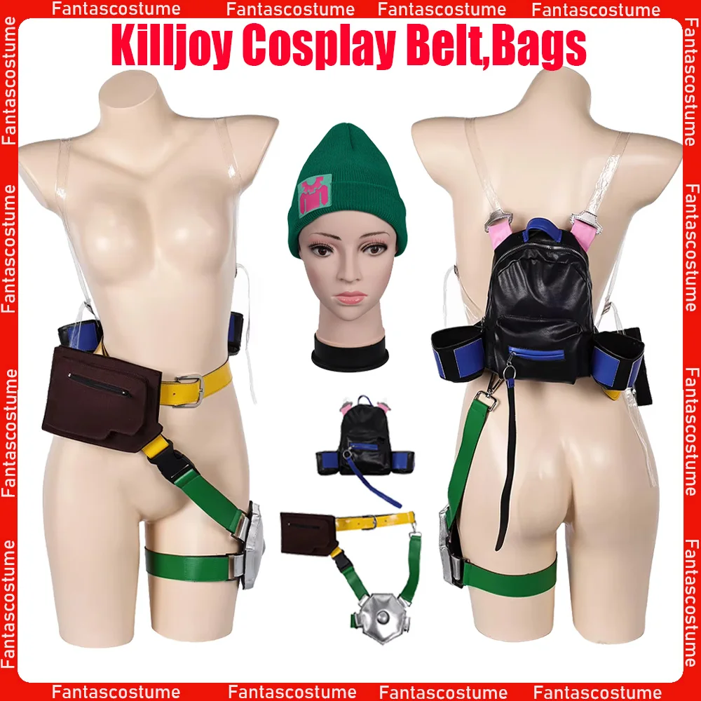 

Killjoy Cosplay Valorant Hat Belt Backpack Bag Waist Leg Bag Game Roleplay Costume Accessories Halloween Carnival Party Suit