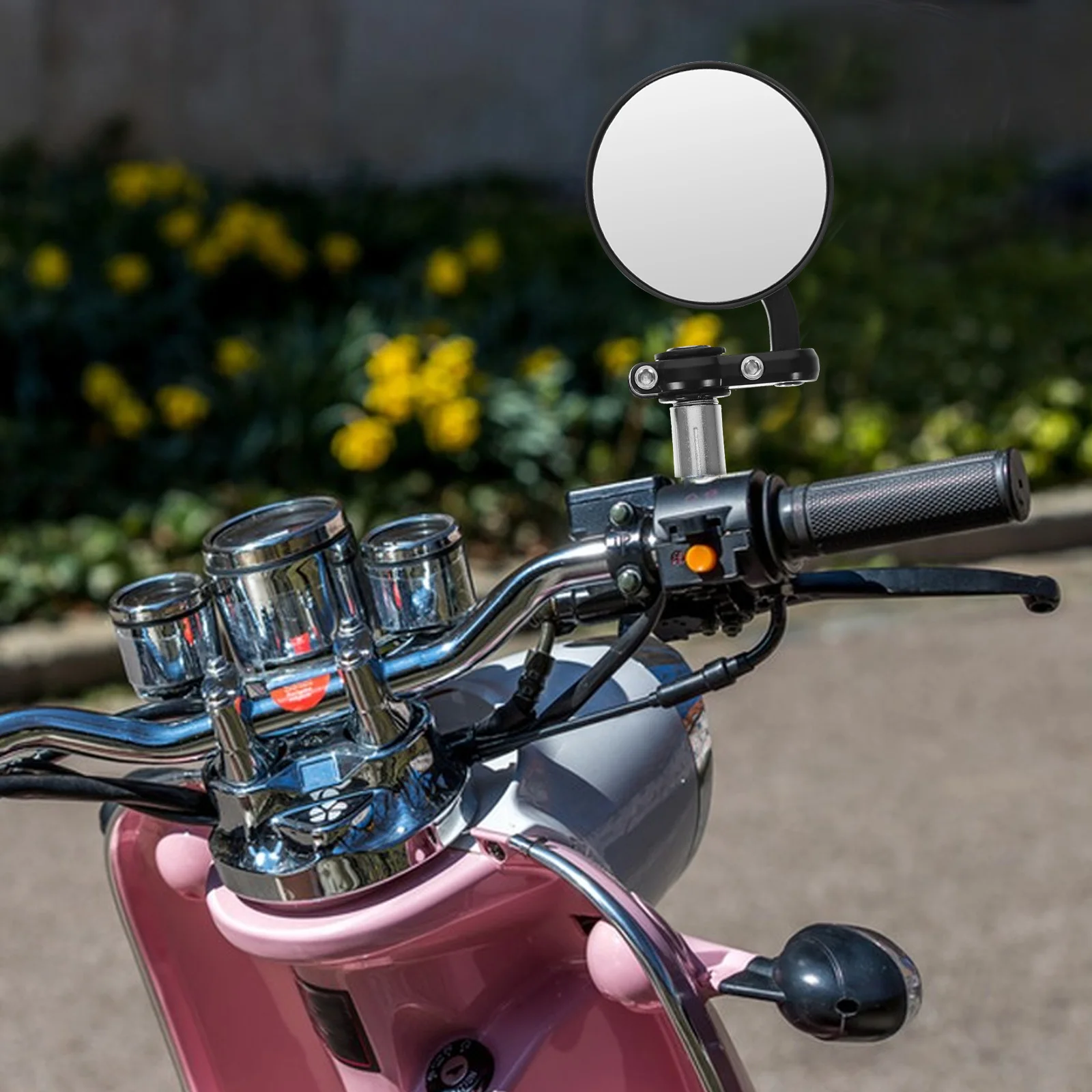 

22mm Black Motorcycle H Mirrors Rear View for Scooter Electric Bike Clear Easy Install Accessories
