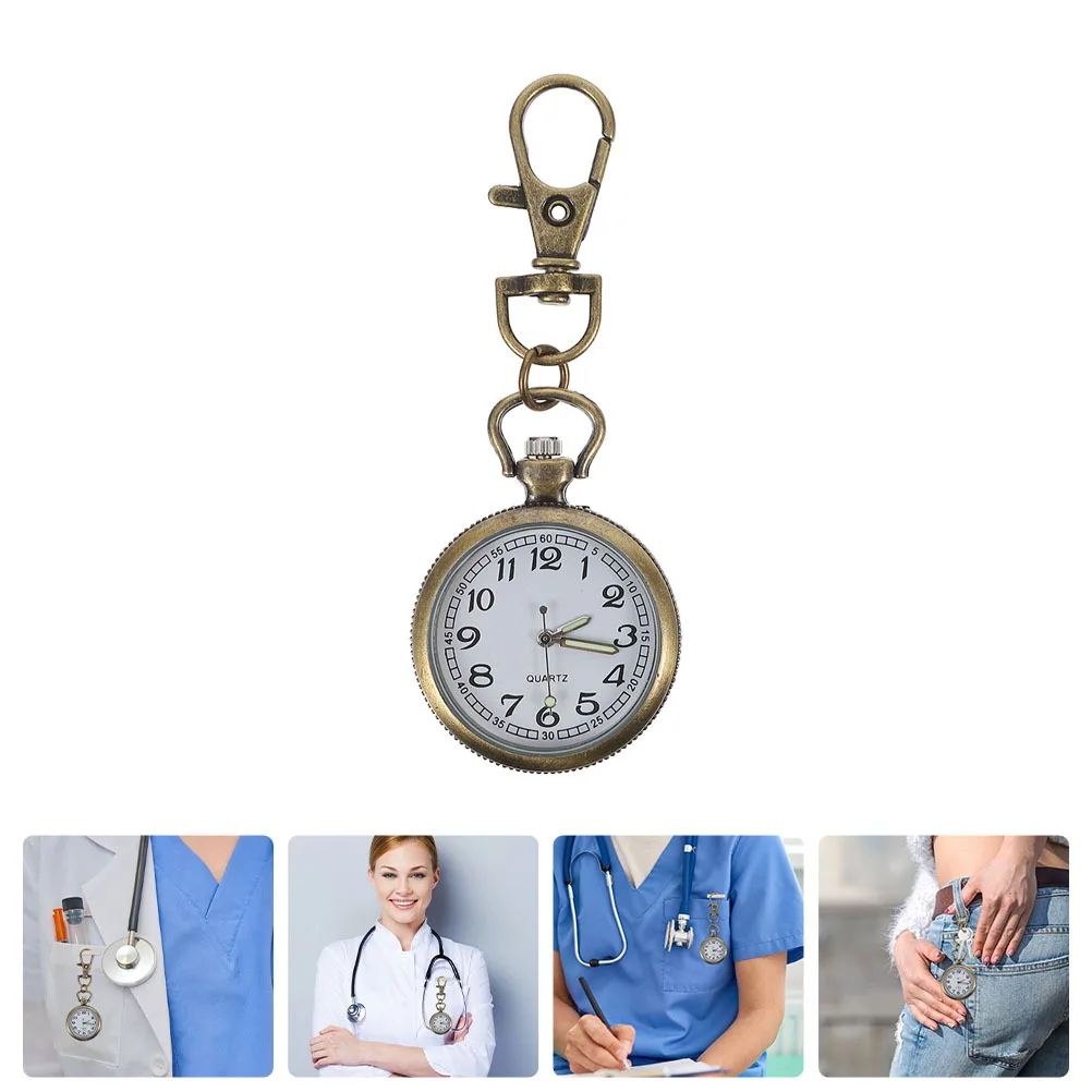 

Nurse Watch Keychain Design Buckle Pocket Watch Big Numbers Durable Zinc Alloy Elderly Medical Digital Portable