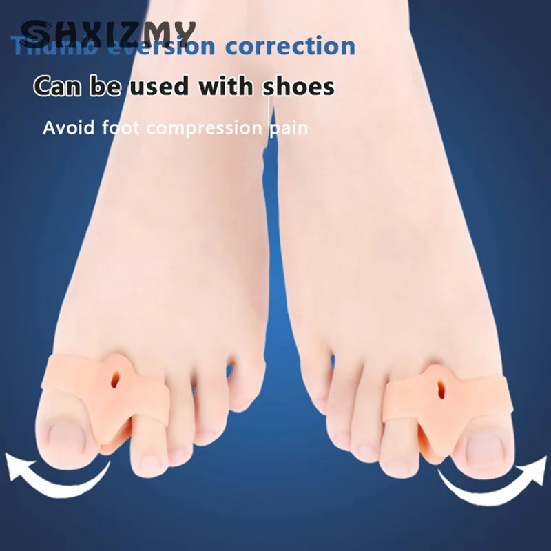 2PCS Silicone Gel Double Ring Thumb Corrector Bunion Foot Toe Hallux Valgus Protector Separator Finger Straightener Adjuster