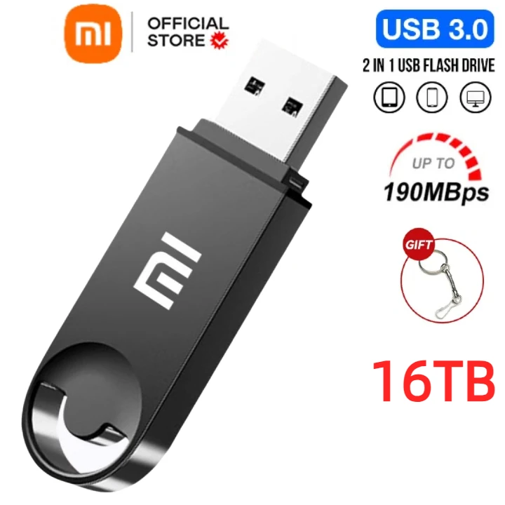 Xiaomi 16 ТБ Флэш-накопители 8 ТБ Usb 3.0 Stick Мини Высокоскоростной металлический Pendrive 4T 2T Портативный накопитель Водонепроницаемый Memoria