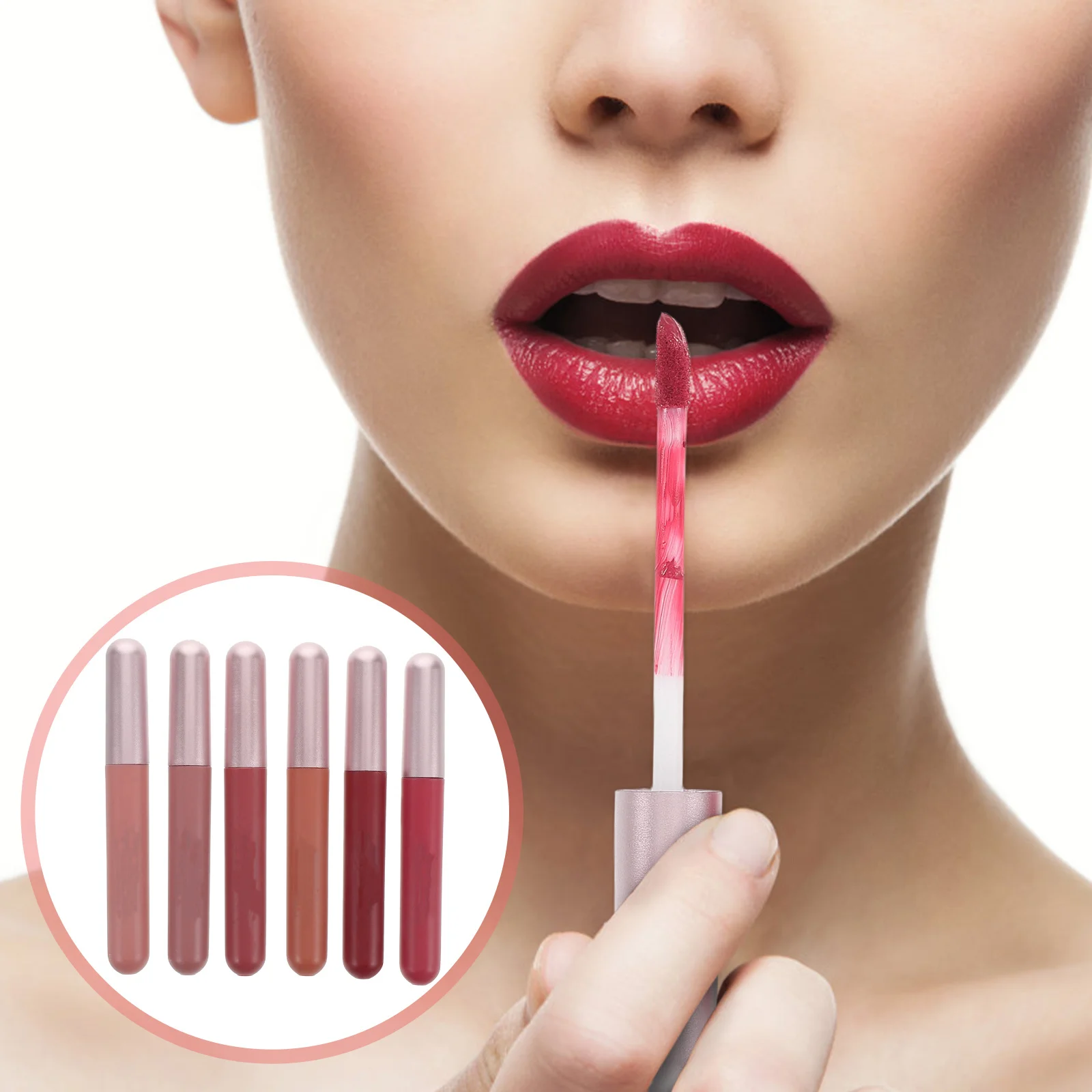 

6Pcs Lipstick Pen Set Lightweight Texture Multiple Shades Versatile Use Elegant Packaging Matte Finish Lipstick Pen