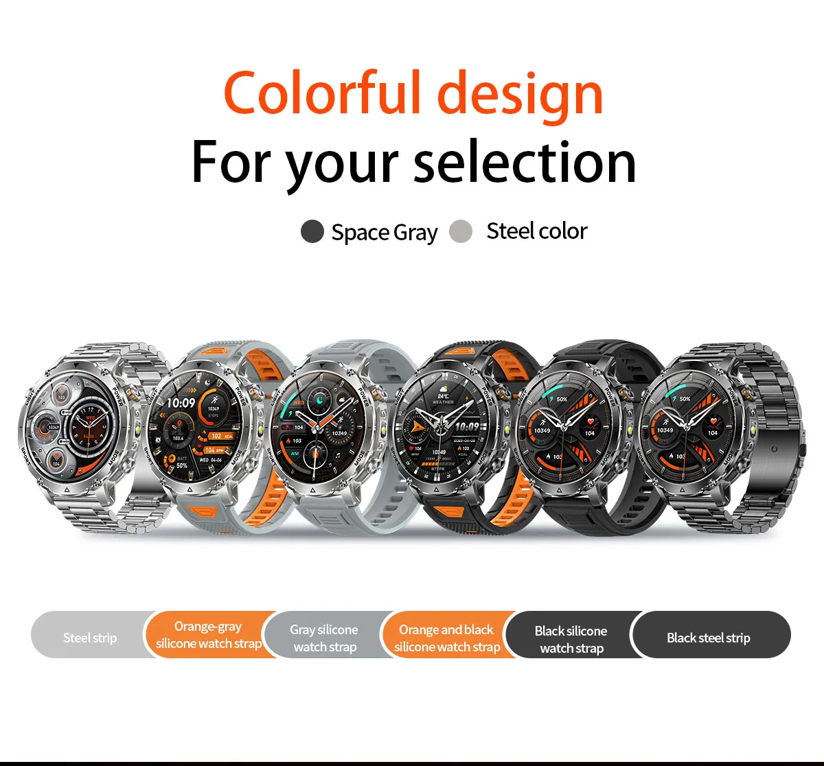 Robuste und langlebige 1400mAh Batterie Smartwatch für Herren Outdoor-Taschenlampe IPX8 Wasserdicht Herzfrequenzmessung Drahtlose Anruffunktion Sportarmbänder – Detail 26