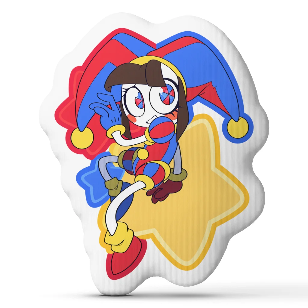 Pomni Jester Character Throw Pillow Irregular Stuffed Cushion Digital Circus Fan Gift for Sofa Home Decor Cartoon Artwork