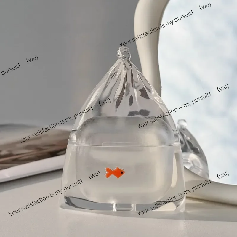 شفافة السائل سيليكون لطيف الأسماك مكافحة قطرة سماعة لاسلكية تعمل بالبلوتوث حقيبة سماعة الاذن ل Airpods برو 2/Pro/4/3 موضة حقيبة سماعة الاذن