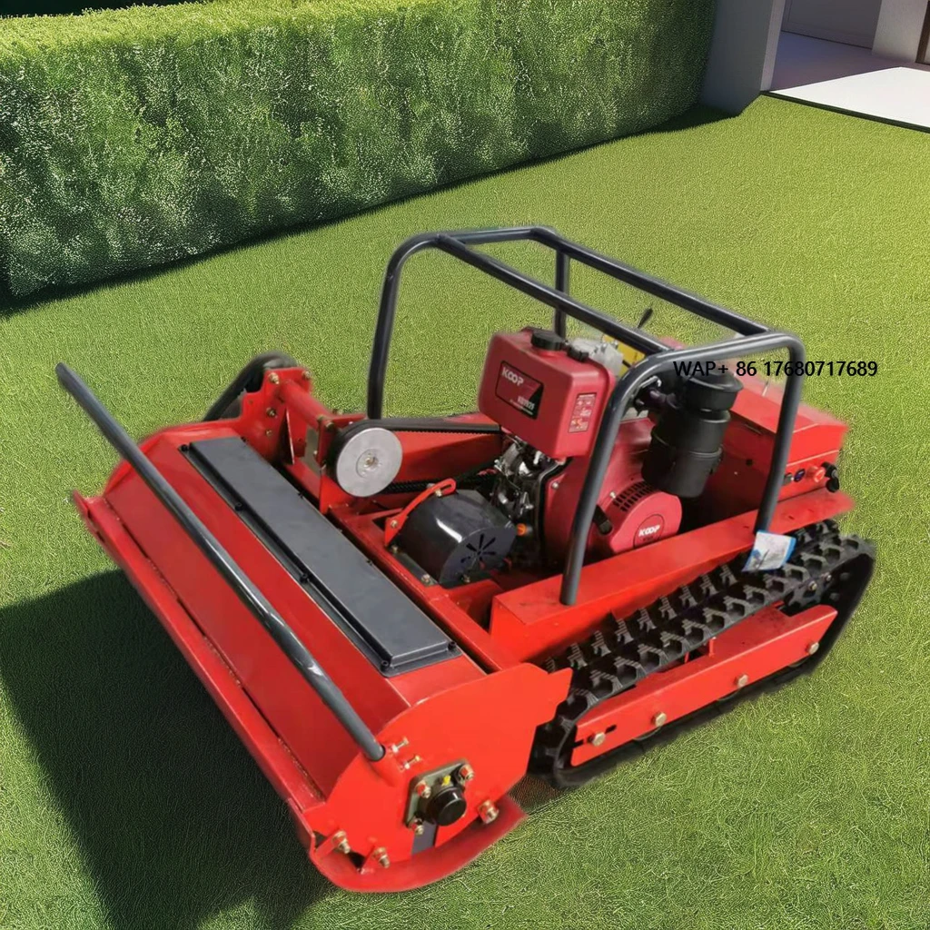 

New Design Mini Garden Crawler Lawn Mowers Big Dieael Self Propelled Remote Lawn Mower for Grass Cutting