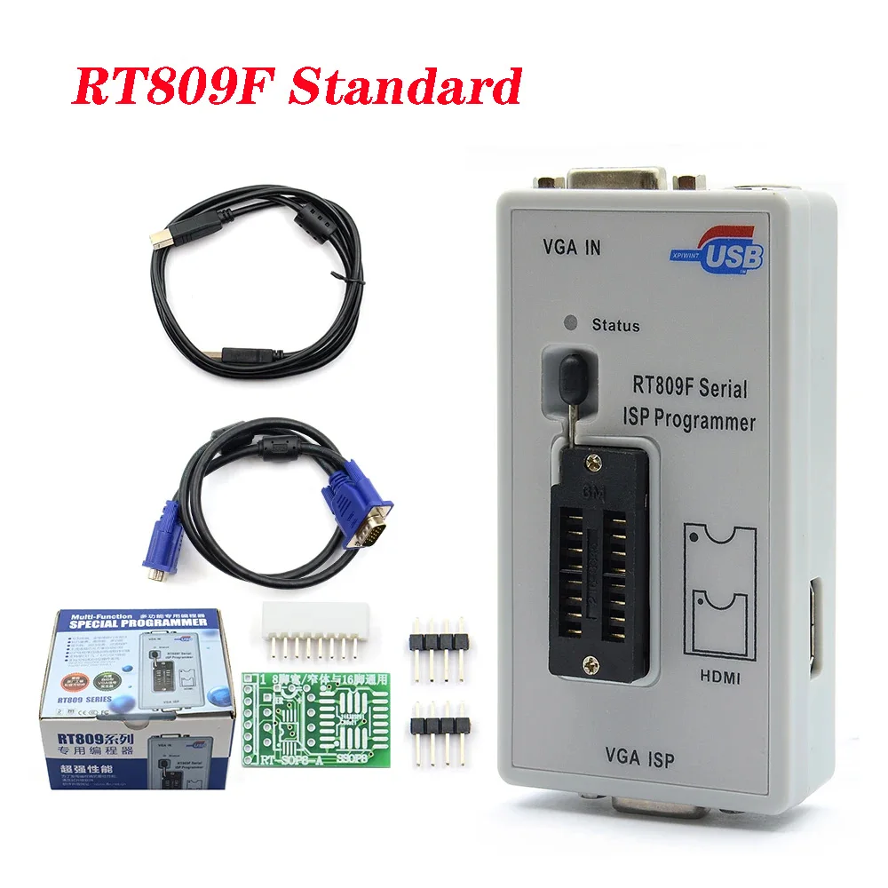RT809F ISP Programmeur met 12 Adapters RT809 LCD USB Chip Eeprom 24 25 93 Serie IC met Volledige Adapters Autoreparatiegereedschap