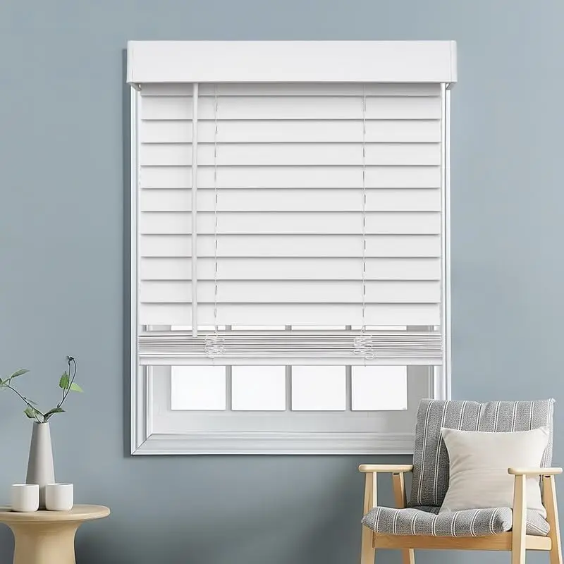 Cordless High Quality 2''Faux Wood Waterproof  Easy Install And Operate Manual Wooden Blinds for Window