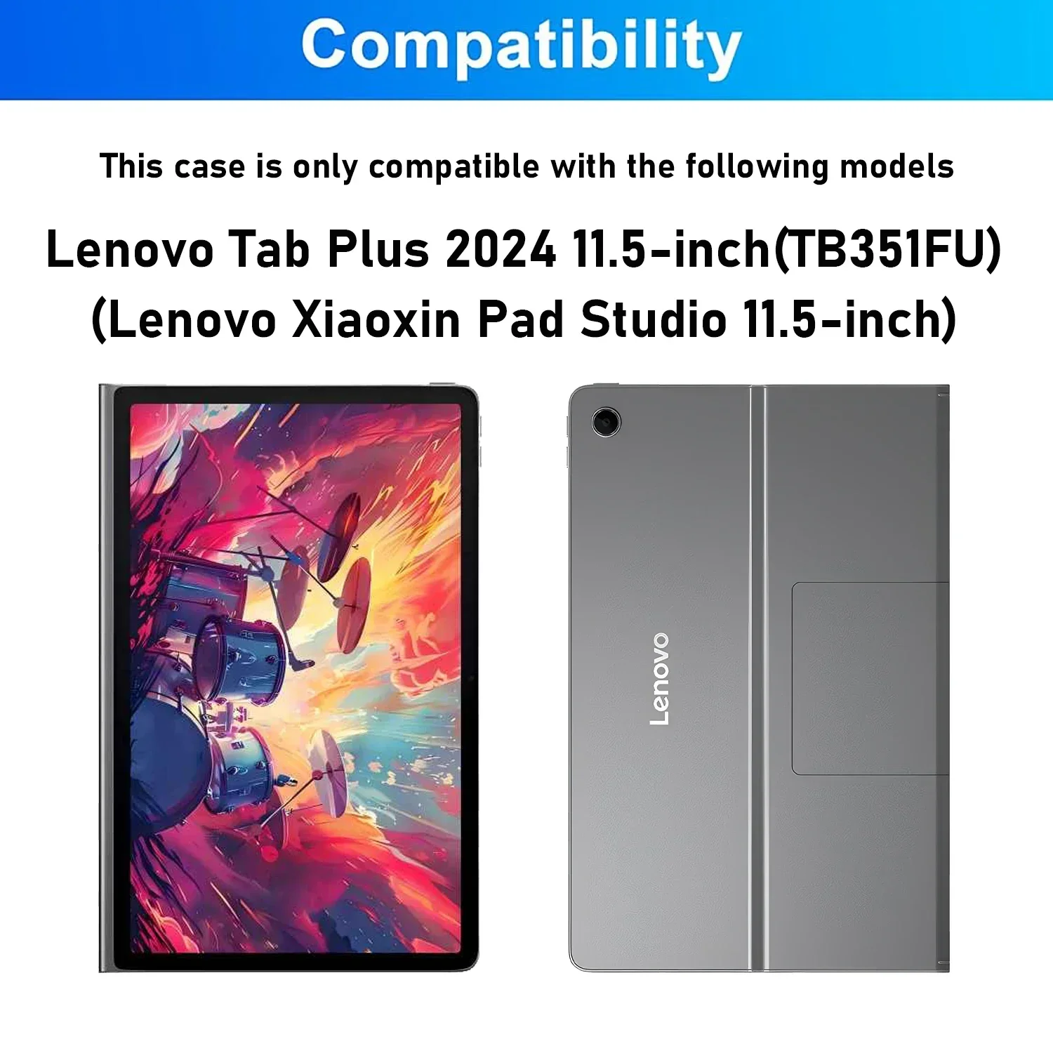 Keyboard Case for Lenovo Tab Plus 2024 11.5 Inch TB351FU Tablet Keyboard Cover for Lenovo Xiaoxin Pad Studio 11.5 Inch