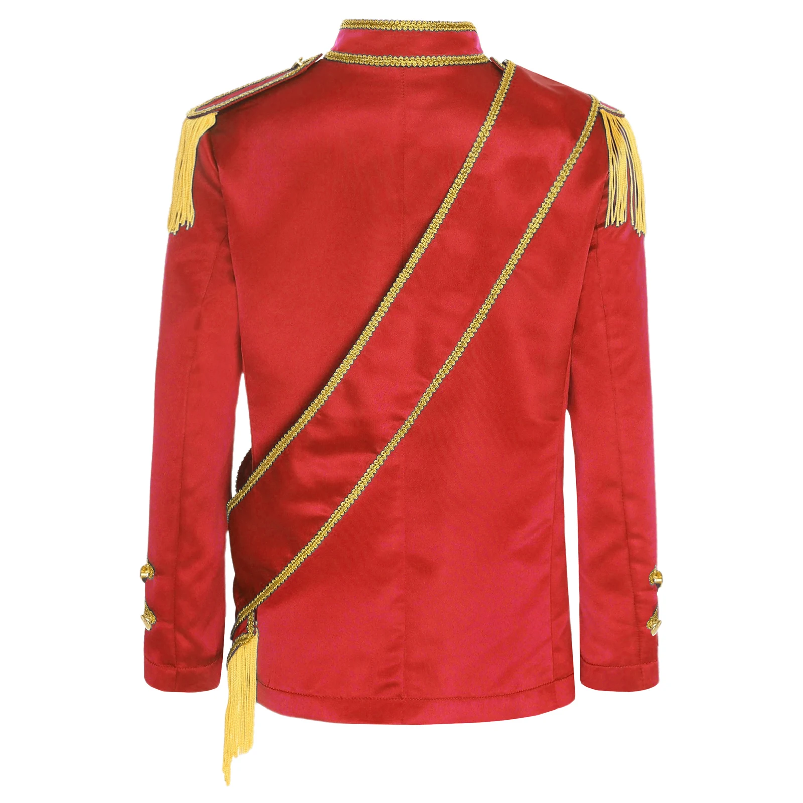 الأطفال طبل زحف الفرقة الزي الرئيسي السيرك Ringmaster زي شرابة الذهبي مضفر كم طويل سترة معطف مع وشاح