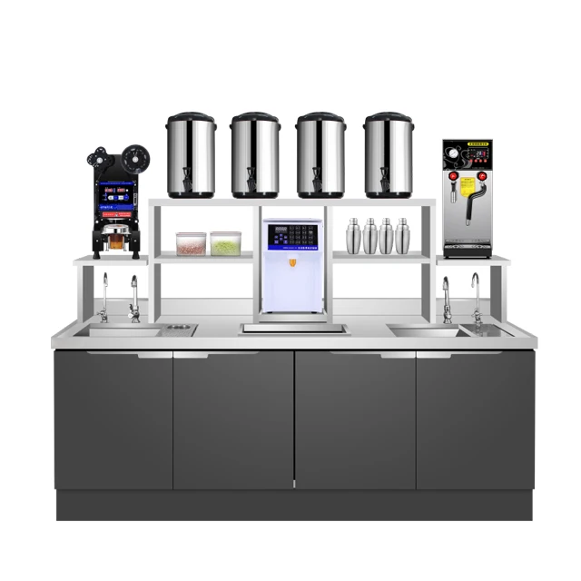 Coffee Bubble Tea Shop Work Station Bar Counter with Sink