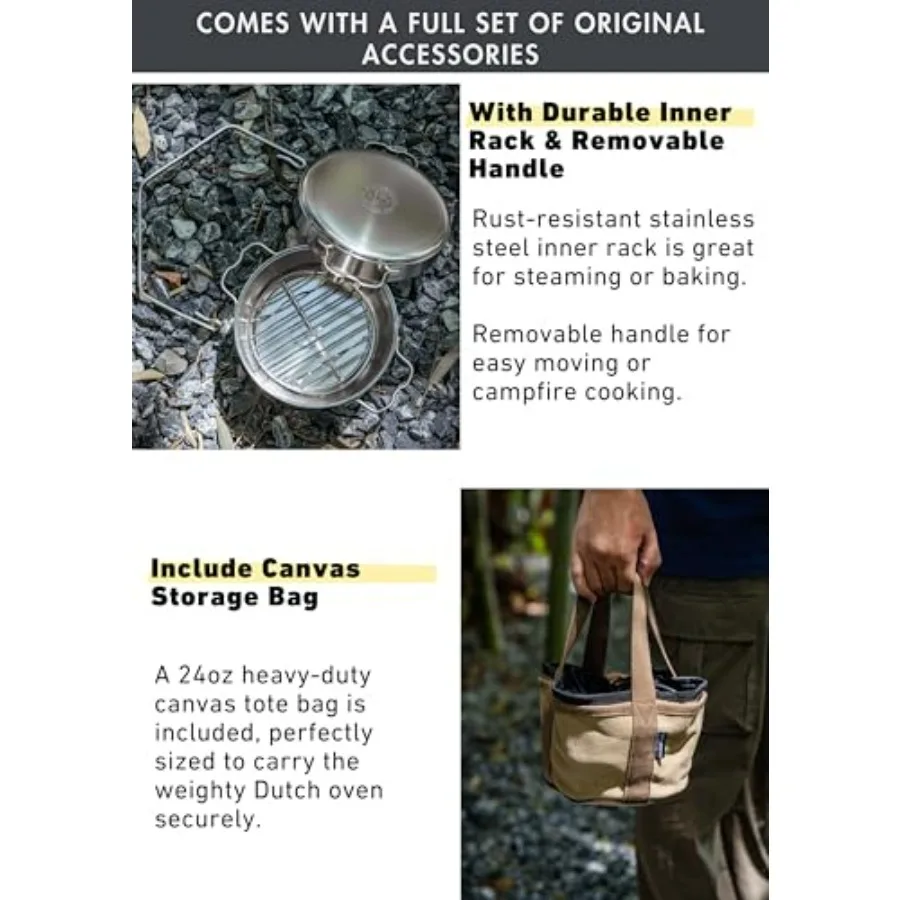 فرن هولندي من الفولاذ المقاوم للصدأ سعة 1.5 لتر، 6 بوصة، 2 في 1، غطاء مقلاة منفرد، مجموعة أواني طهي للتخييم DO-25 #5