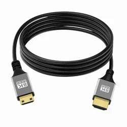 8K Mini HDMI-Compatible 2.1 Ultra Thin HDTV Cable 4K @60Hz Hyper Super Flexible Slim Cord Type-A to Type-C for Camera HDTV