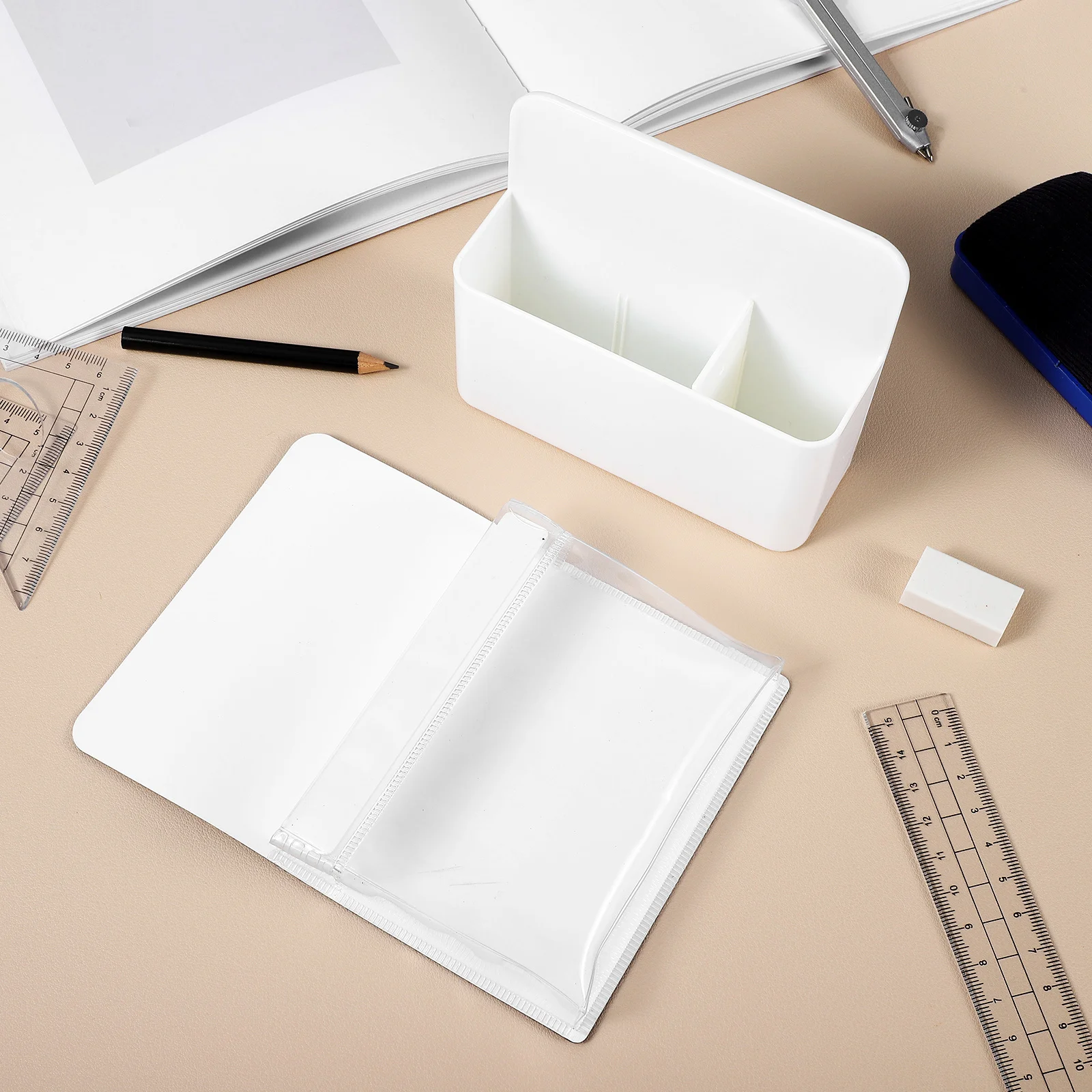 

2pcs Magnetic Pen Holder Whiteboard Organizer Storage Box For Office School Supplies Refrigerator Dry Eraser Holder Plastic