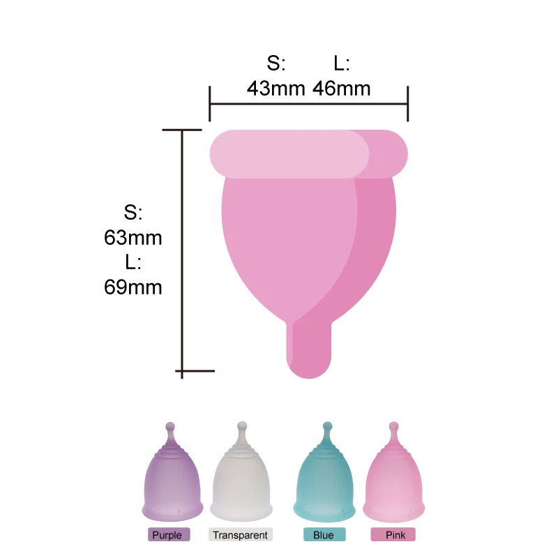 كوب حيض سيليكون طبي قابل لإعادة الاستخدام للنساء ، مقاوم للتسرب ، مريح ، تعقيم ، فترة ، سيدة