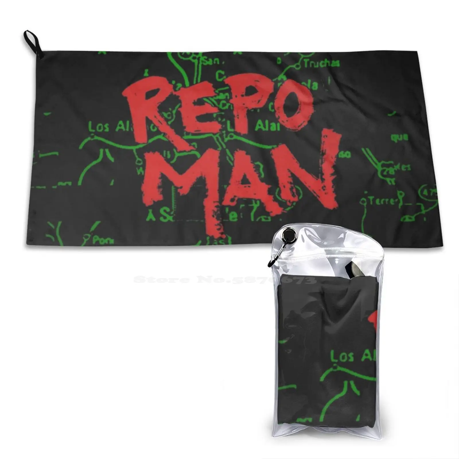 Repo Man Street Map 3D Print Pattern Towel Soft Towel Repo Man 1984 Punk Film Estevez Los Angeles Streets 80S Movie Cinema Cult