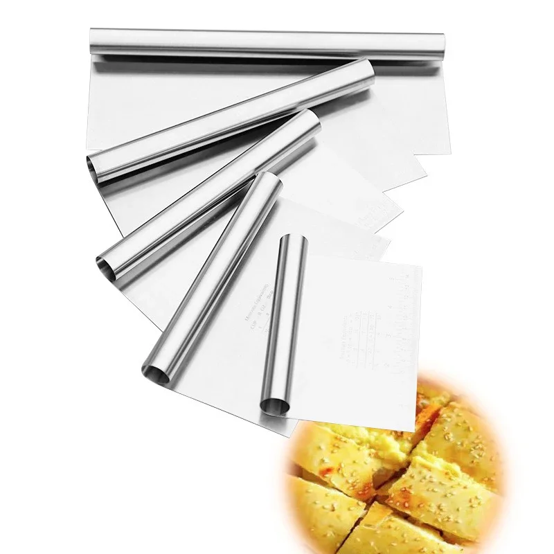 Stainless Steel Cake Scraper & Dough Cutter with Measuring S