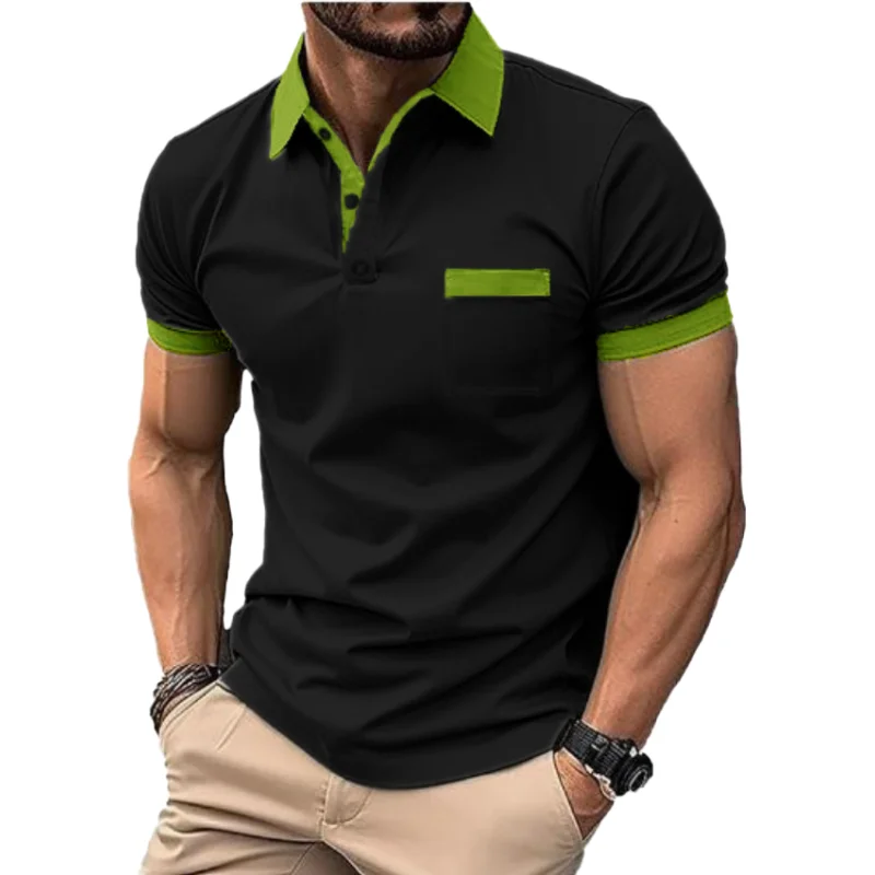 Spring Summer Oversize T-shirts For Men Short-sleeve Tee Lapel Cotton Men\'s Clothing Polo Shirt  Solid Shirts M-4XL