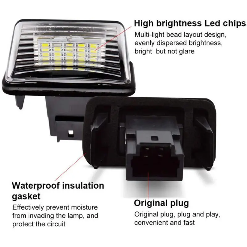 Lampu plat nomor LED mobil 2 buah untuk Peugeot 207 SW 2006-2012 untuk Peugeot 206 206CC 206SW 1998-2010