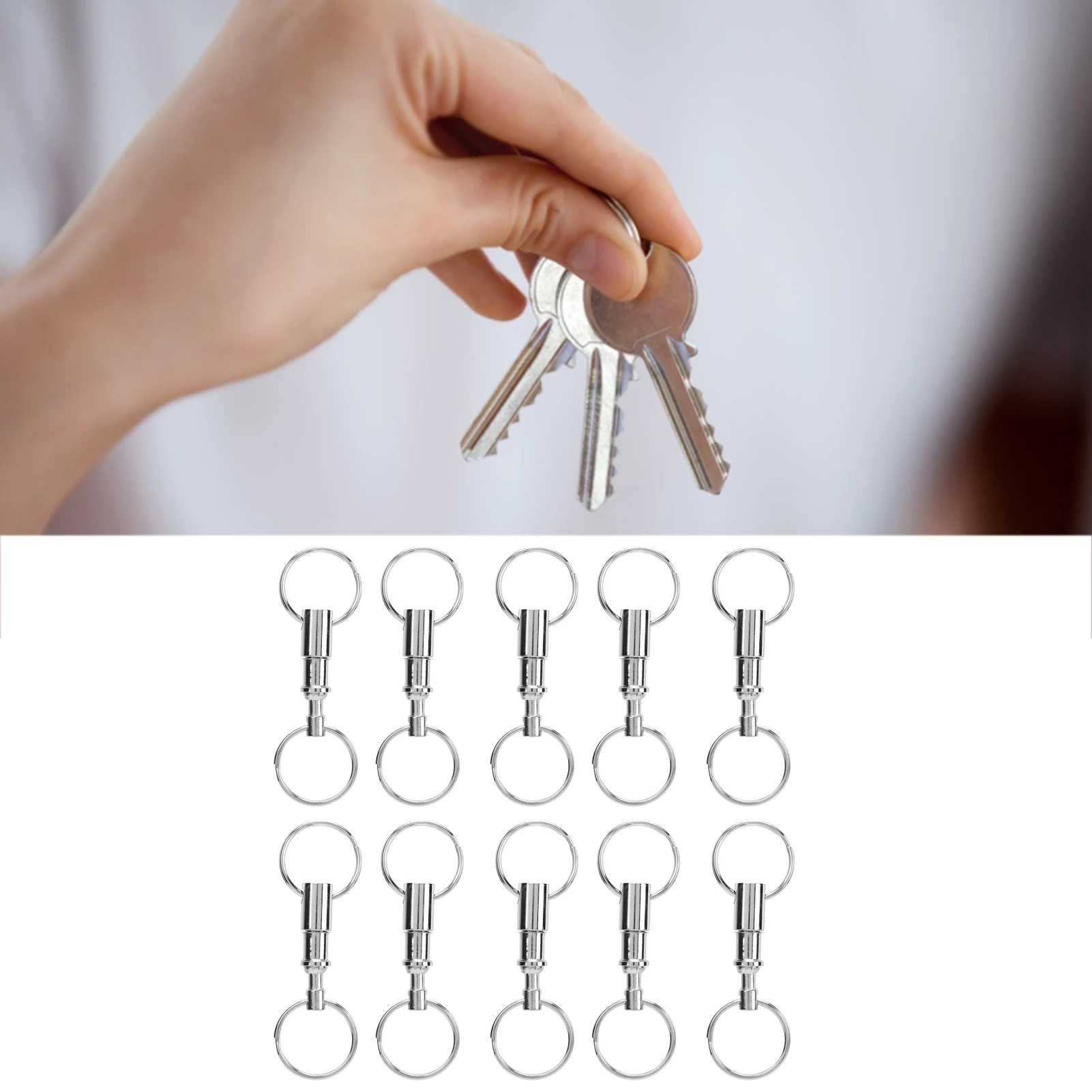 10 PCS EDC Quick Release Keychain Double Ring Keychain Outdoor Pull Apart Key Ring