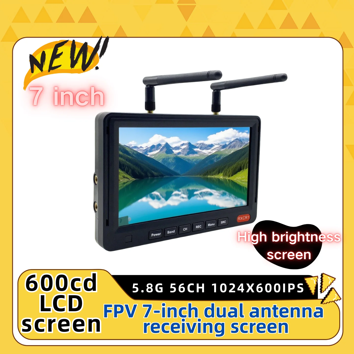 

FPV 1024*600px SLONWAKE 5.8G 7 inch 600CD fpv 56ch monitor function For Drones，Racing Drones & Toy Remote Control Cars