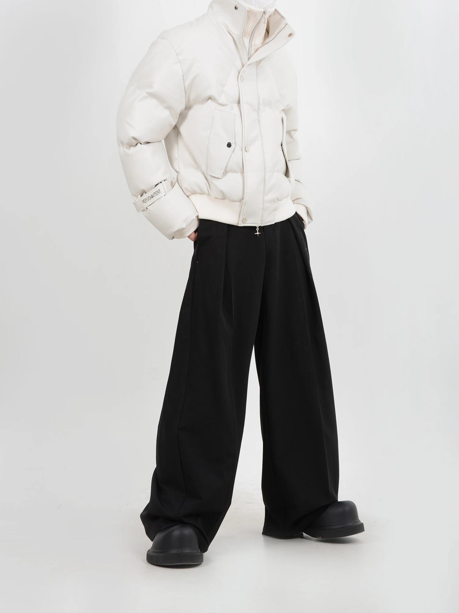 Мужской свитер из двух предметов Thiened из искусственной кожи, хлопковый свитер Jaet LUCE GARMENT Youth Faion, теплое пальто Sli ort