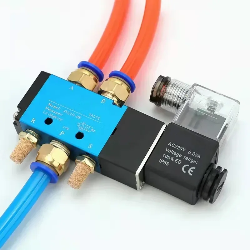 Air Solenoid Valve 5 Way Port 2 Position Gas Pneumatic Electric Magnetic Valve 12V 24V 220V Coil Volt 4mm 6mm 8mm Hose 4V110-06