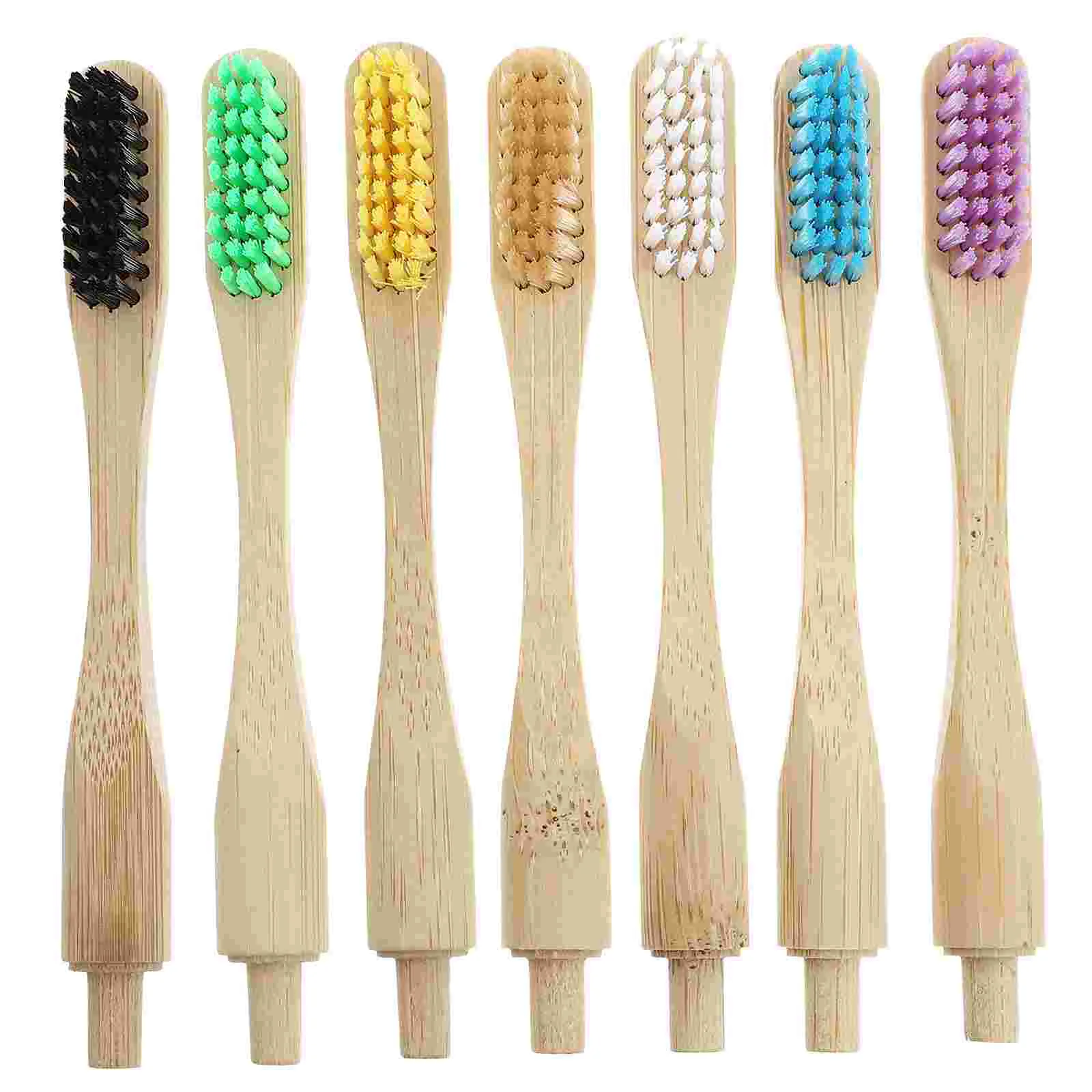 

7 Pcs Bamboo Nylon Toothbrushes Replaceable Brush Portable Eco Friendly al Cleaning Supplies Safe Biodegradable