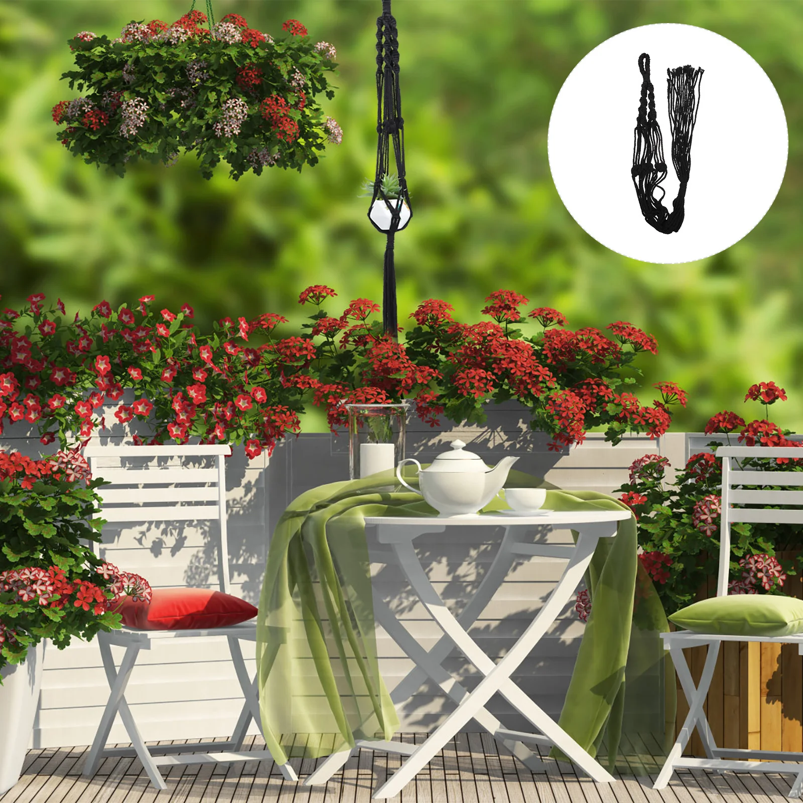 

2Pcs Woven Cotton Rope Plant Hanging Basket Garden Balcony Holder Stylish Flowerpot Sling Net for Home Wall Art Decoration