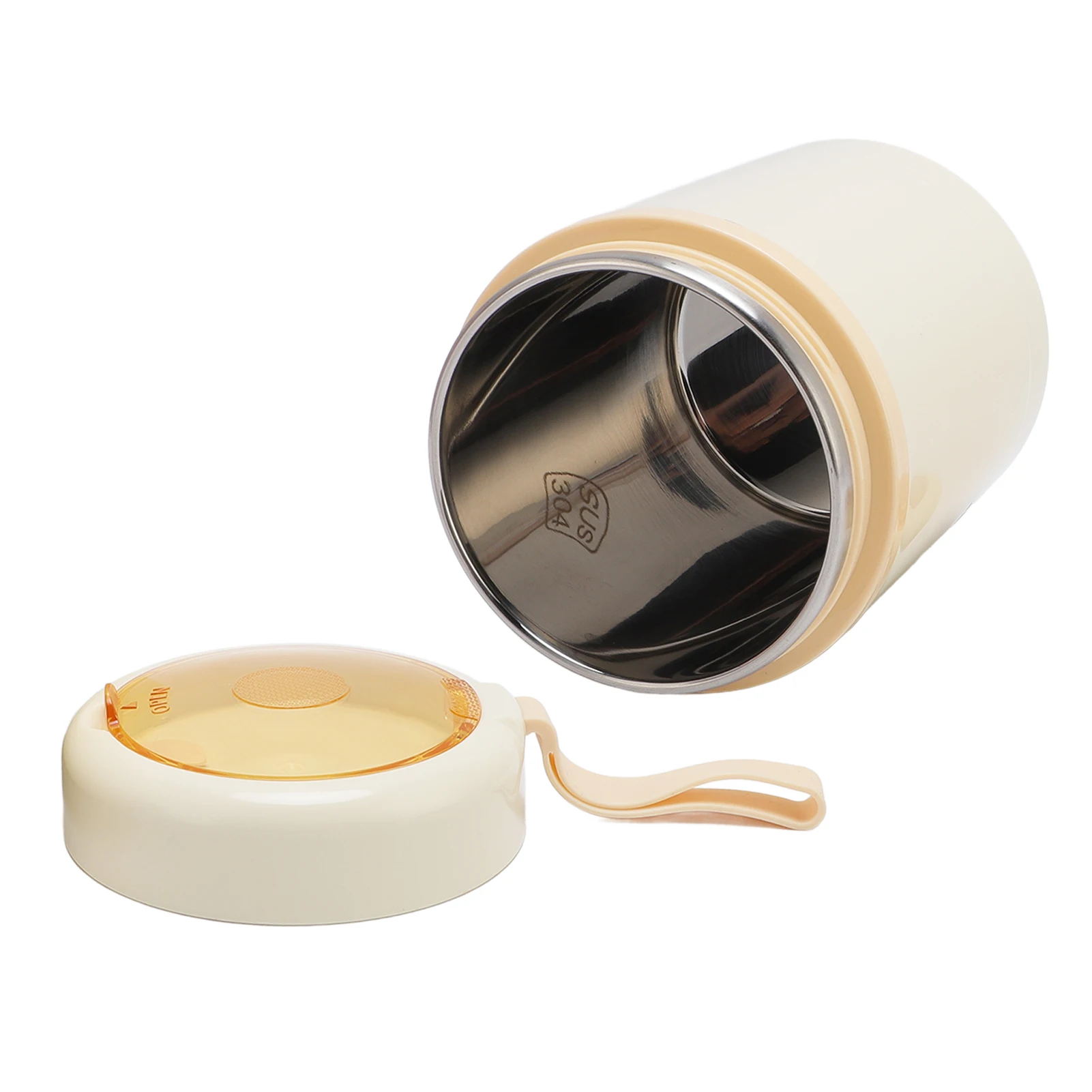 Kotak Makan Elektrik Penghangat Makanan Baja Tahan Karat 304 60 ° Stoples Makanan Terisolasi USB 600ml Anti Bocor dengan Sendok, Suhu Konstan