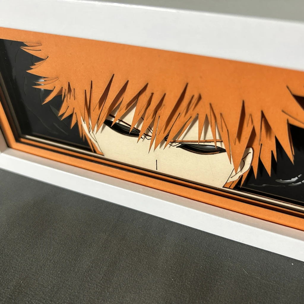 Caja de luz Led de Anime para decoración de dormitorio, caja de sombra de corte de papel, regalo de cumpleaños, lámpara de noche de cabecera, Ichigo