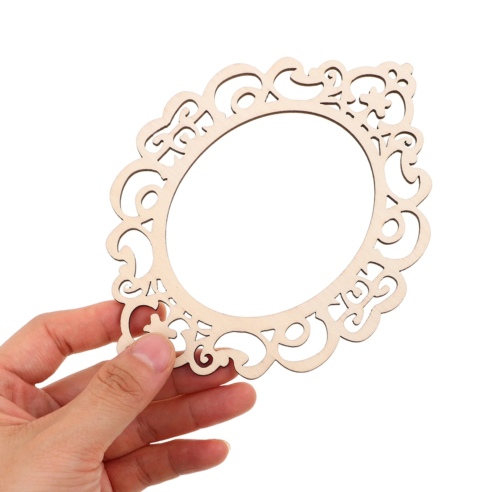 

15Pcs Retro Wood Picture Frame Ornaments Hollow Cutout Design Natural DIY Keepsake Pendants for Holiday Decor Wall Art Craft