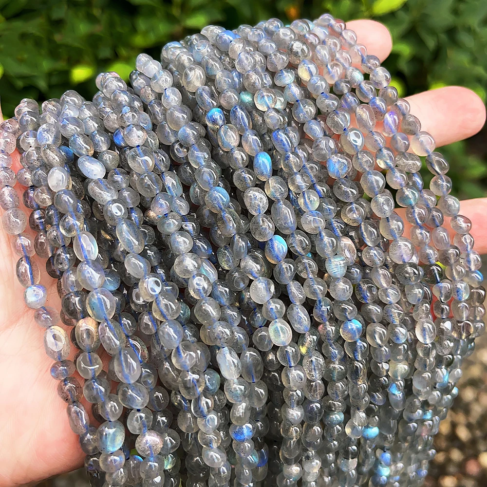 A++ Natural Madagascar Labradorite 5-6mm Irregular Pebble Beads for Jewelry Making Bracelet DIY Stone Beads Accessories