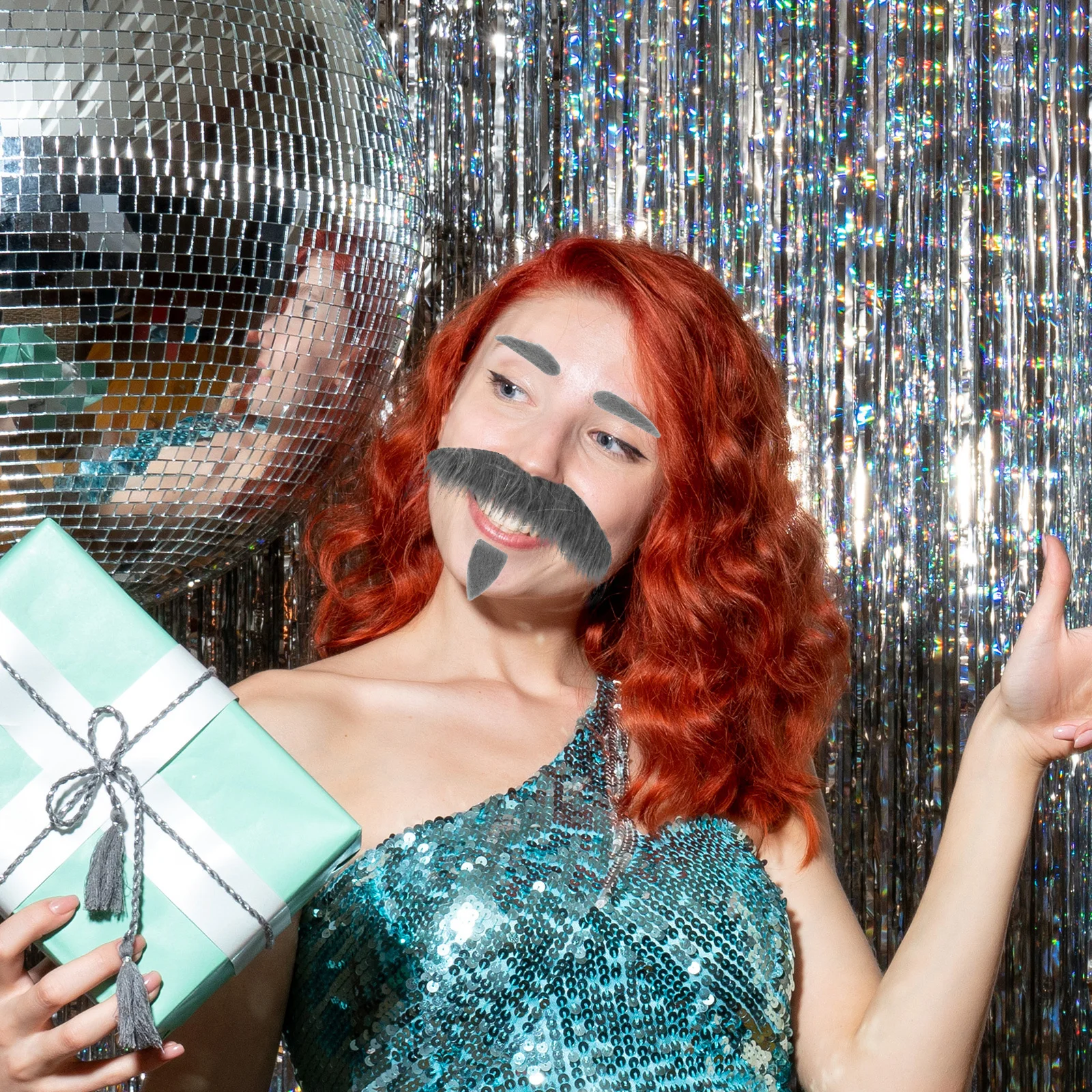 

1Set Fake Beard Mustache Eyebrow Halloween Adhesive Beard Cosplay Costume Prop Realistic Old Man Grandpa Accessories