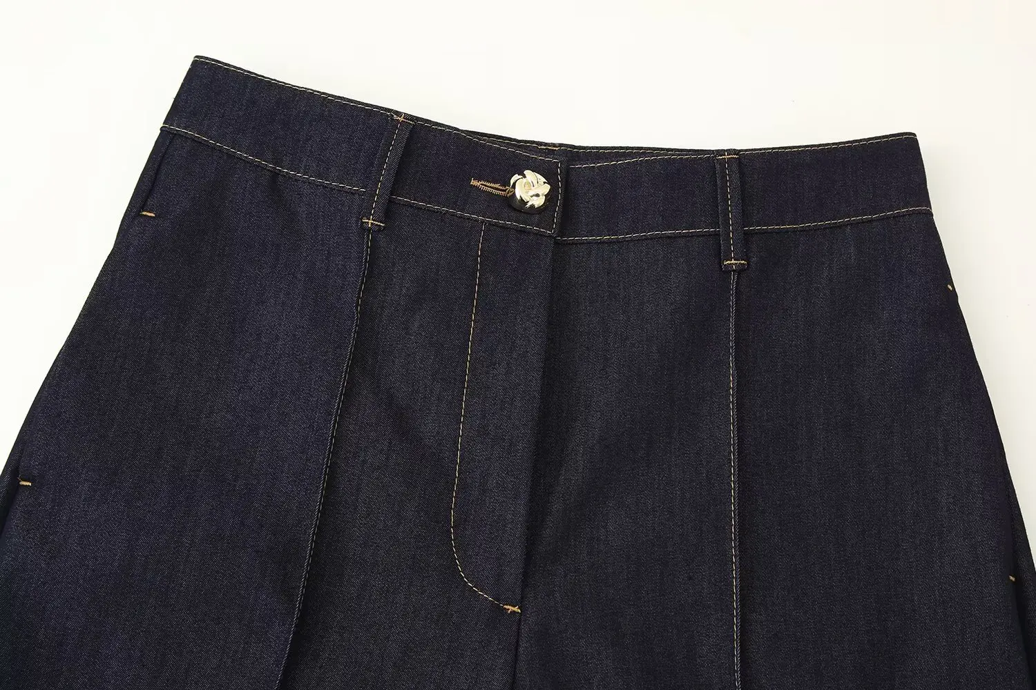 Women's new denim trousers suit contrasting color short outer and straight ridge pants fashionable and atmospheric goddess style