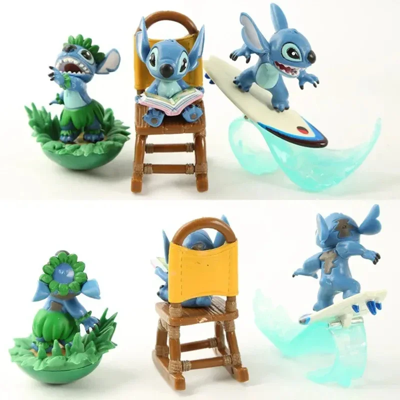 

5-7 см 5 шт./компл., мультяшная фигурка Диснея, стежка, гавайская сцена, настольная модель из ПВХ, украшения, коллекция игрушек, подарки на день рождения для детей