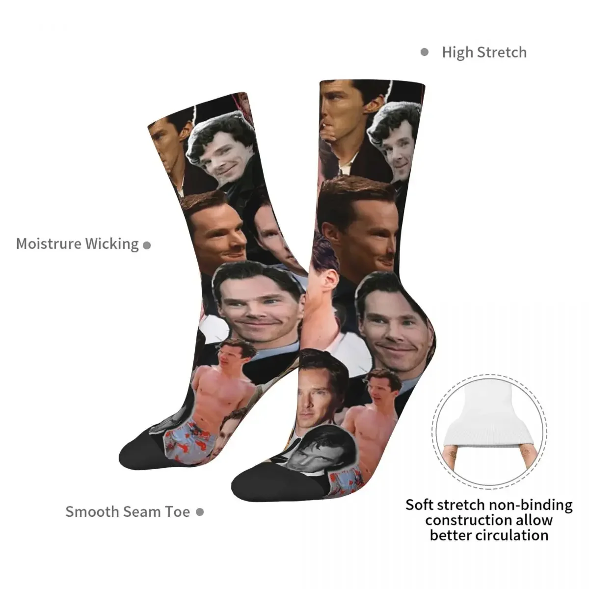 Benedict Cumberbatch Collage Socks Harajuku Super Soft Stockings All Season Long Socks Accessories for Man's Woman's Gifts