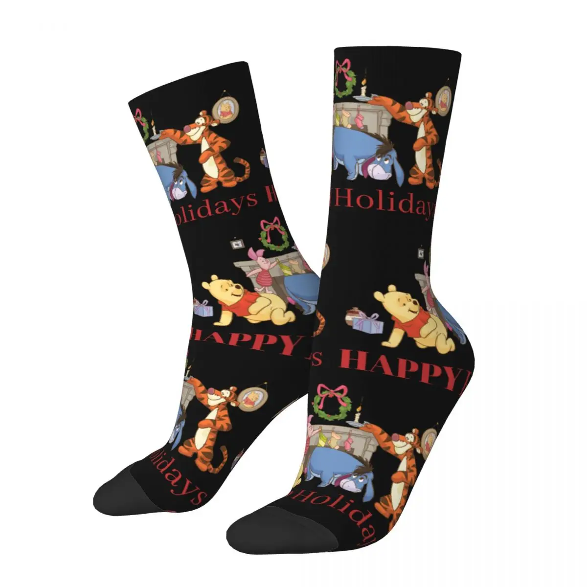 

New Male Men Socks Casual Winnie The Pooh Happy Holiday Sock Graphic Women's Socks Spring Summer Autumn Winter