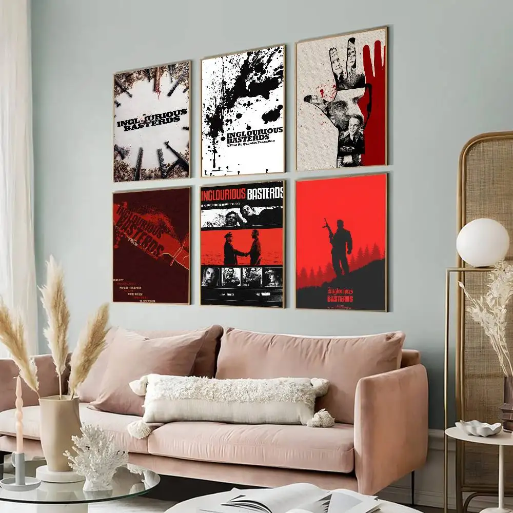 Klassische Kriegsfilm-Poster: Inglourious Basterds Vintage-Poster, Klebende Retro-Kraftpapier-Aufkleber, DIY Raumdekoration für Bar, Café, Kawaii-Zimmer