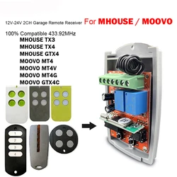 MHOUSE MOOVO 433.92MHz 12V-24V 2CH Garage Door/Gate Remote Control Receiver For MHOUSE MOOVO TX3 TX4 MT4 Switch Gate Controller