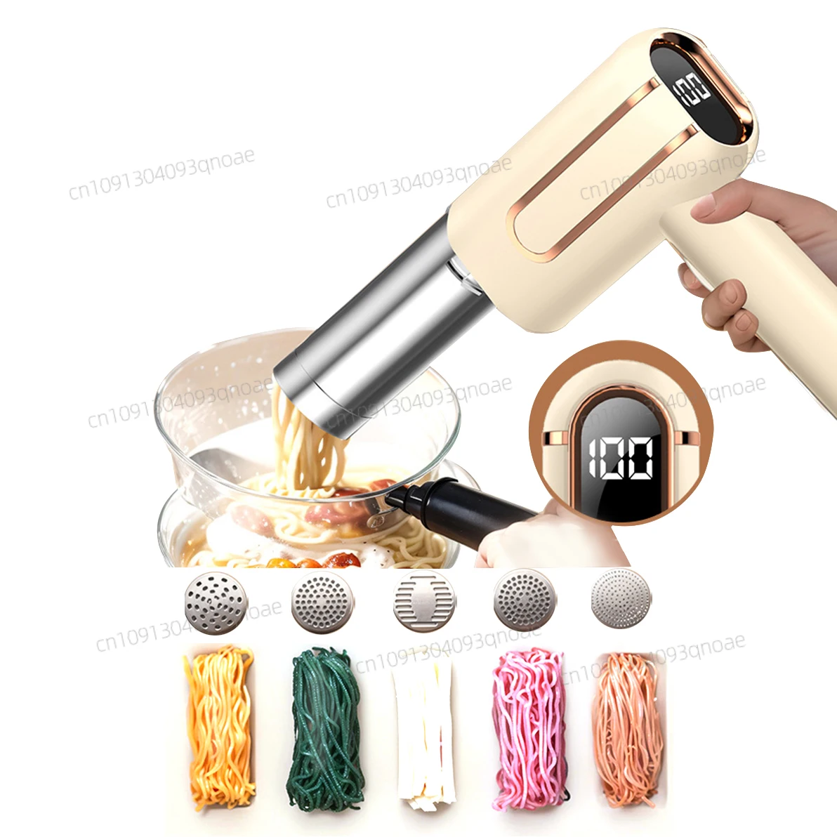 

5 Molds Wireless Ramen Pasta Making Machines Electric Portable Noodle Maker Handheld USB Automatic 4000mAh For Home Kitchen 제면기