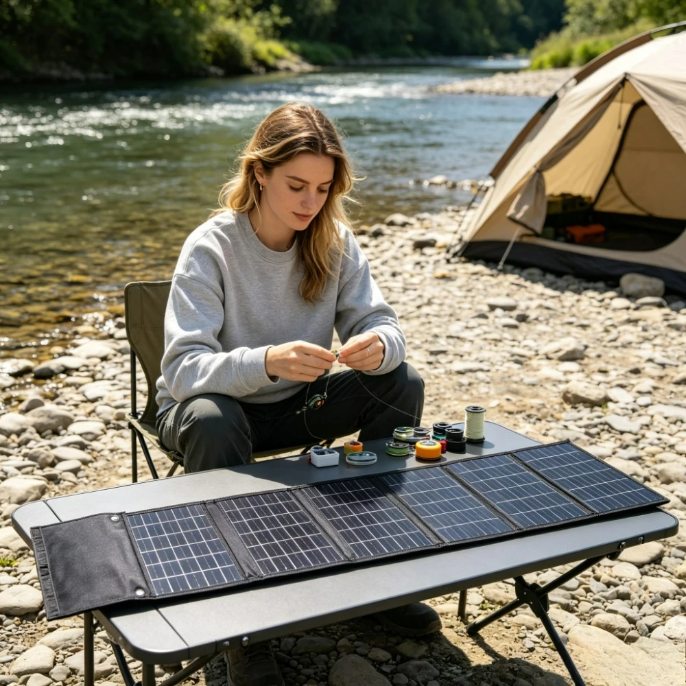 50W 90W Hiking Camping Cycling Foldable Solar Charger Portable ETFE Waterproof Solar Power Bank Dual USB DC Output Outdoor