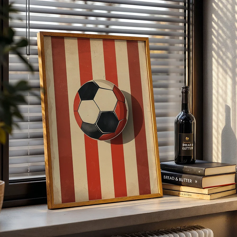2D Flat Canvas Poster Vintage Football Print Wall Art For Living Room Game Room Decor Housewarming Sports Fan Birthday Gift