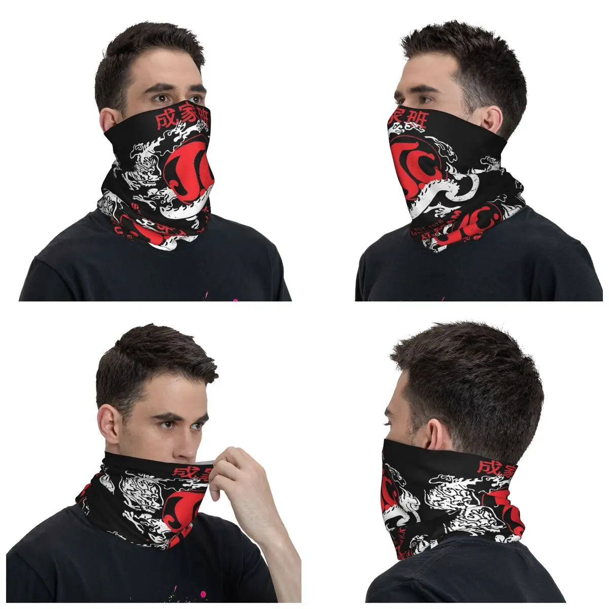 Jackie Chan Bandana Neck Gaiter Printed 1976 Jackie's Stunt Team Obscura Balaclavas Mask Scarf Warm for Men Women Adult Washable