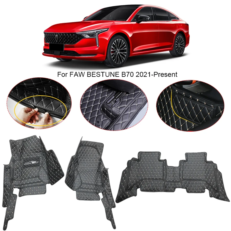 3D Full Surround Car Floor Mat Liner Foot Pad PU Leather For FAW Bestune B70 2021-2025 Waterproof Carpet Cover Auto Accessories